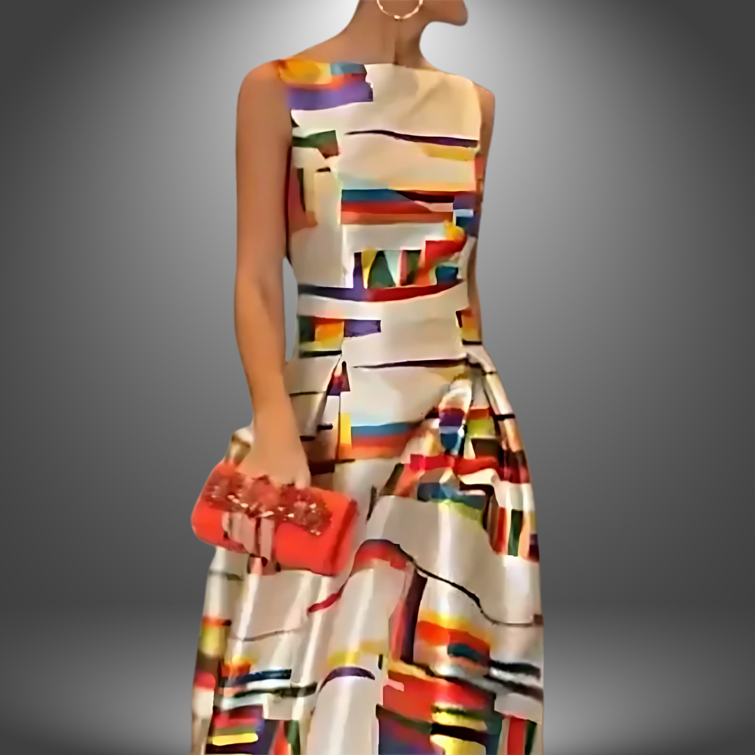 Maxi Dress with Bold Geometric Print by Amelia