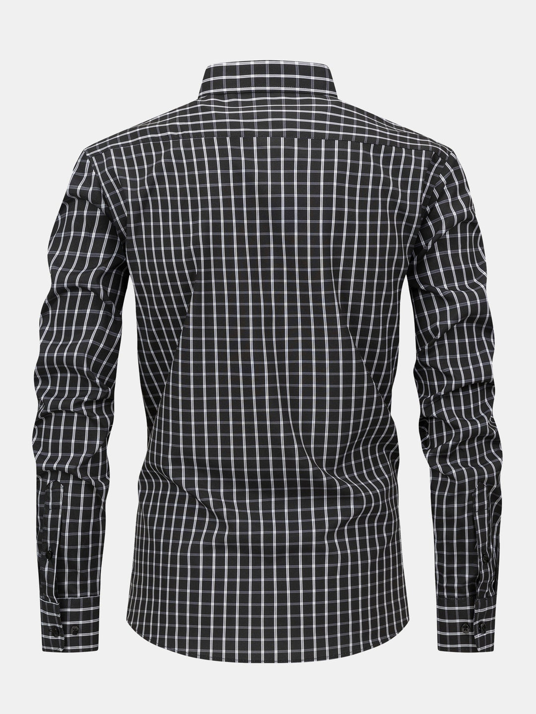 Plaid Button-Up Shirt with Long Sleeves