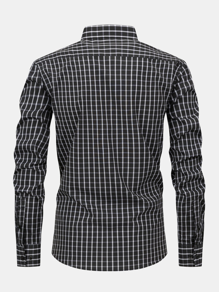 Plaid Button-Up Shirt with Long Sleeves