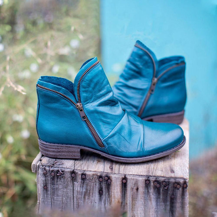 Ankle Boots in Leather with Zipper - Martine™
