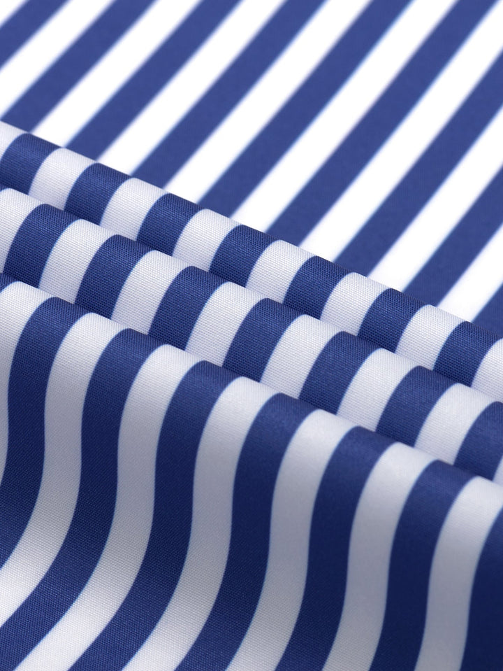 Slim Fit Tapered Pants with Buttons & Long Sleeve Striped Shirt