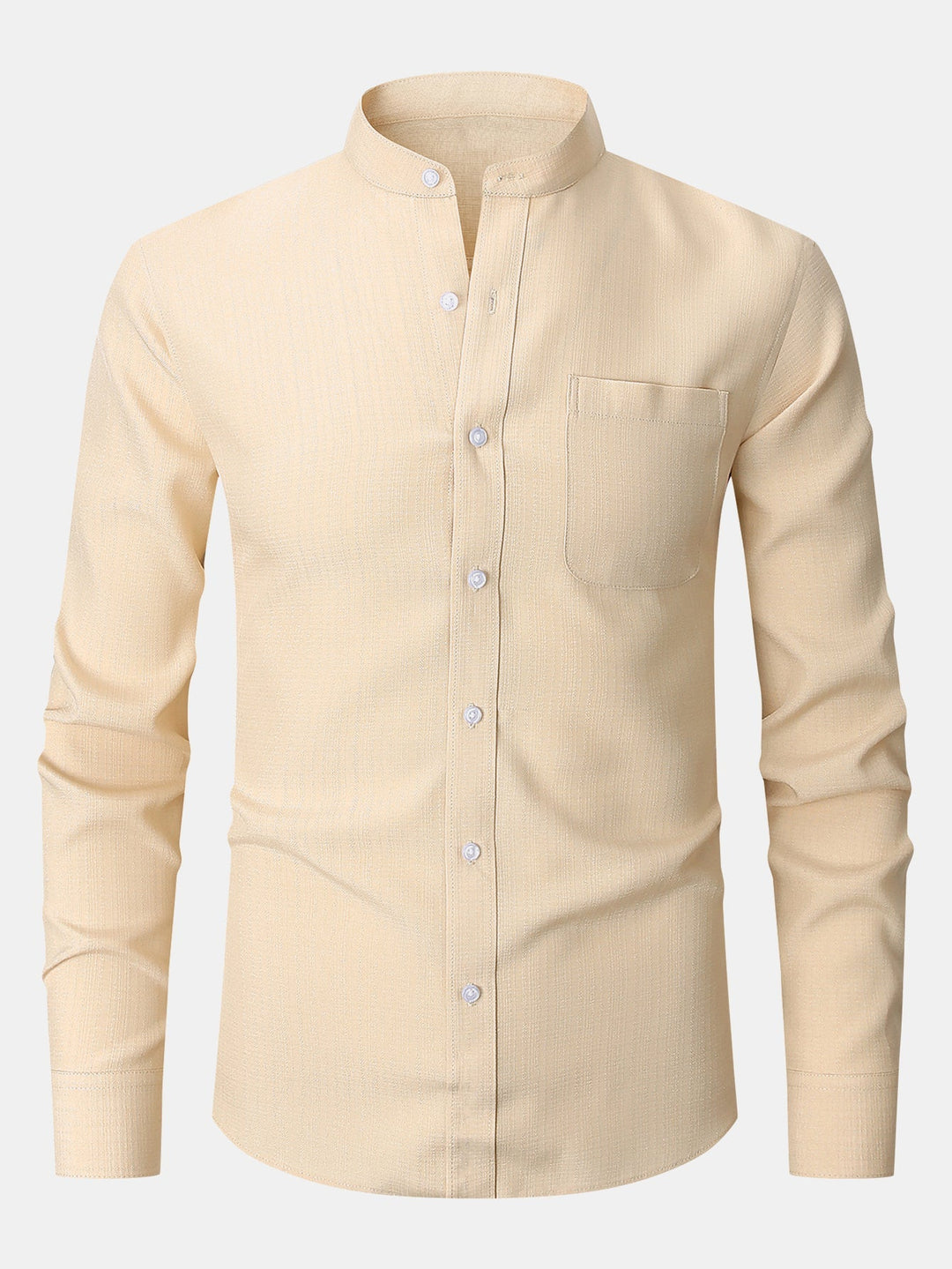 High Collar Textured Long Sleeve Shirt