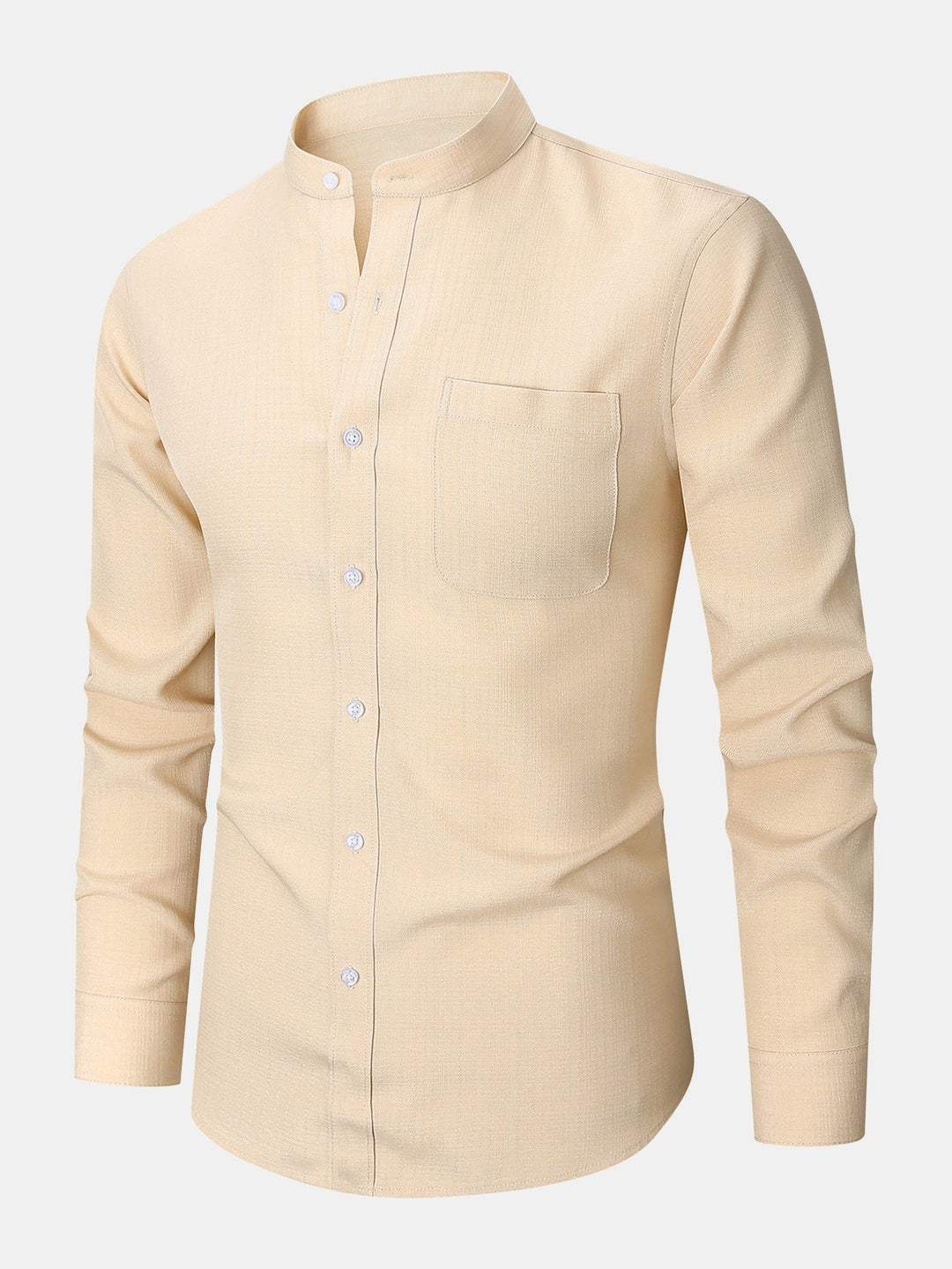 High Collar Textured Long Sleeve Shirt