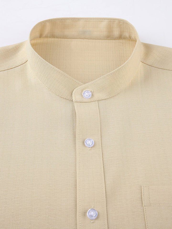 High Collar Textured Long Sleeve Shirt