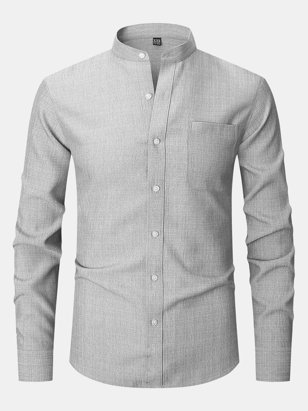 High Collar Textured Long Sleeve Shirt