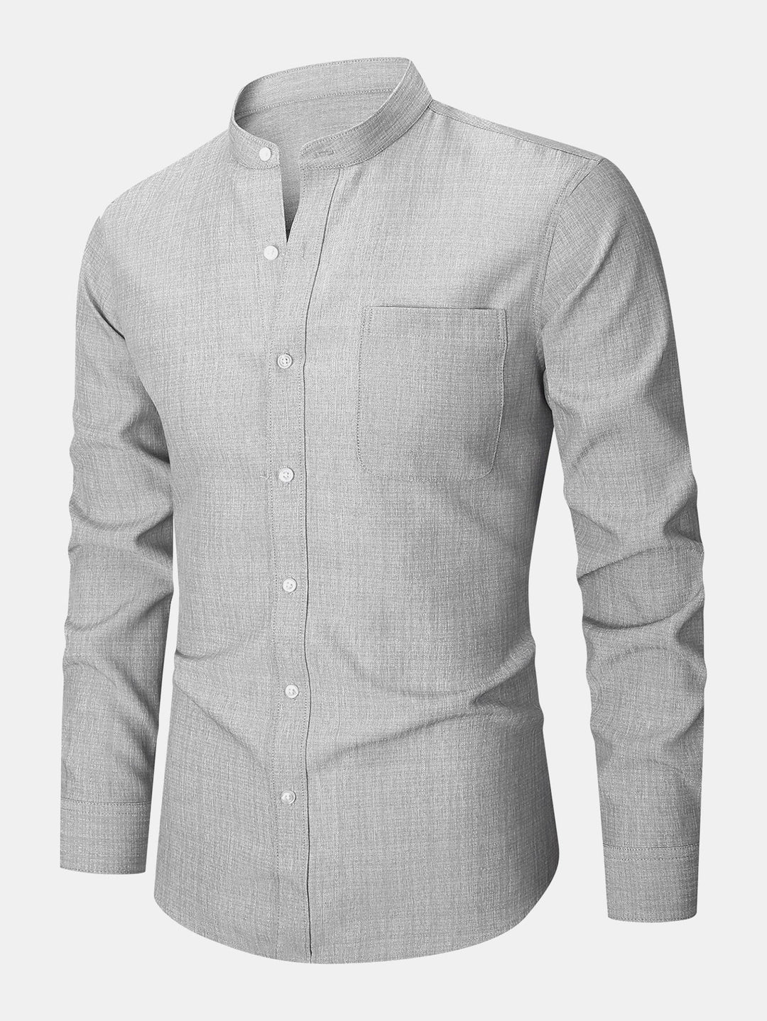 High Collar Textured Long Sleeve Shirt
