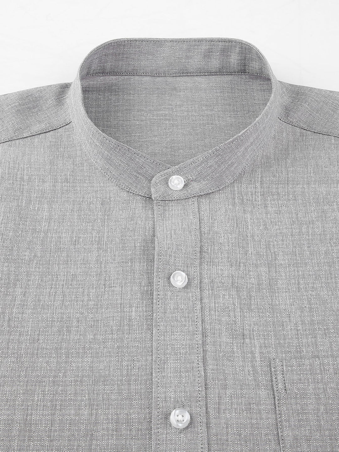 High Collar Textured Long Sleeve Shirt