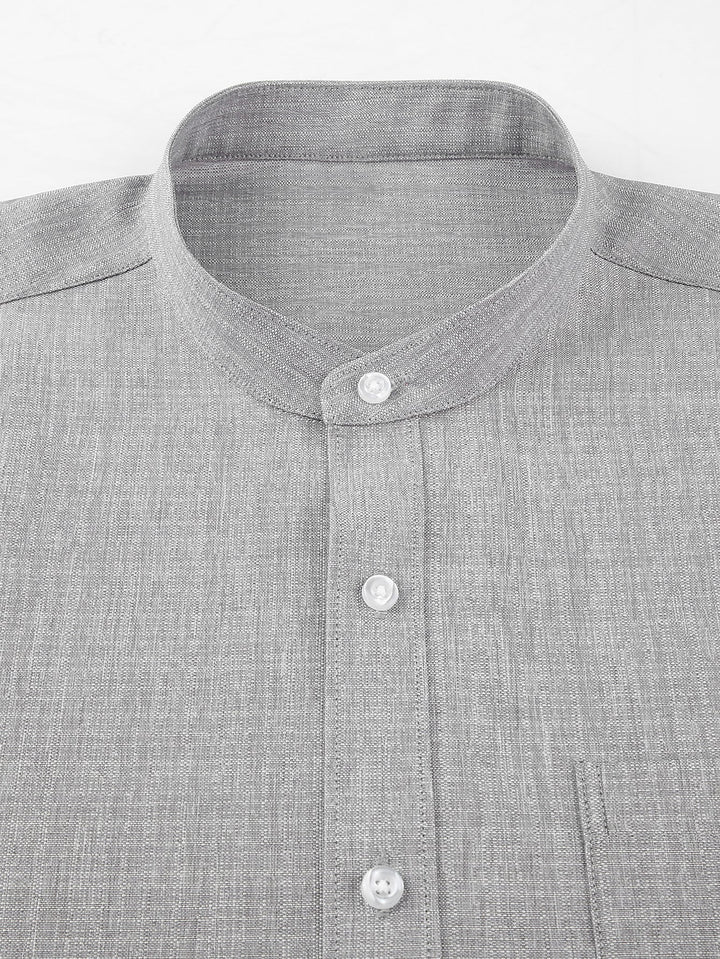 High Collar Textured Long Sleeve Shirt