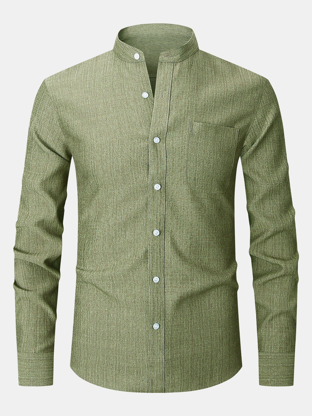 High Collar Textured Long Sleeve Shirt