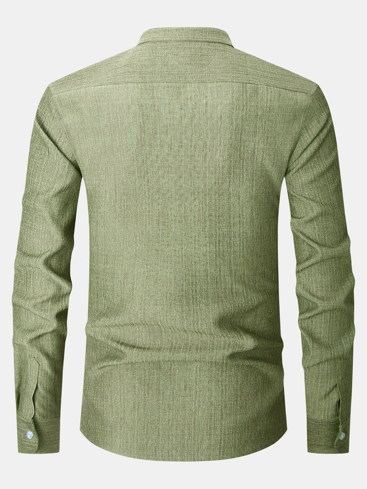 High Collar Textured Long Sleeve Shirt