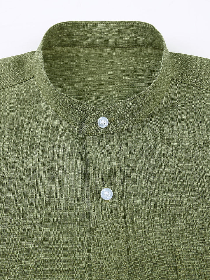 High Collar Textured Long Sleeve Shirt
