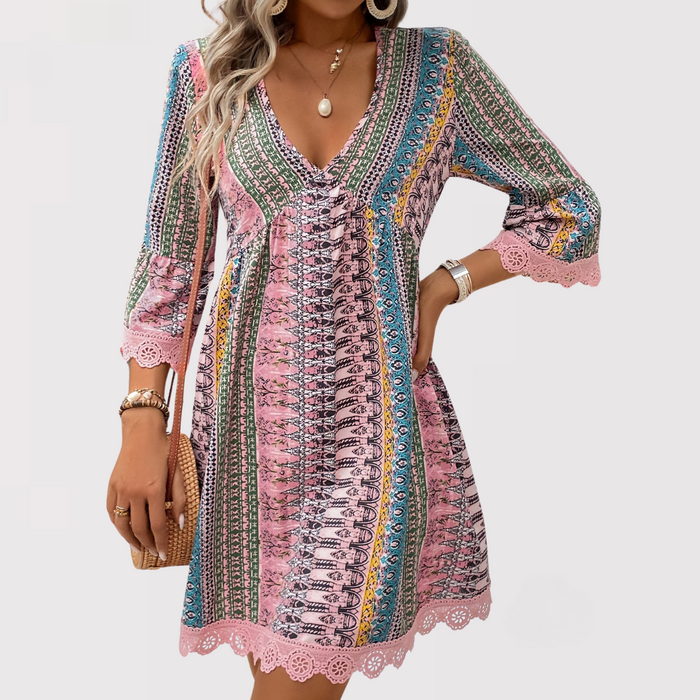 Boho Chic V-Neck Dress by Melina
