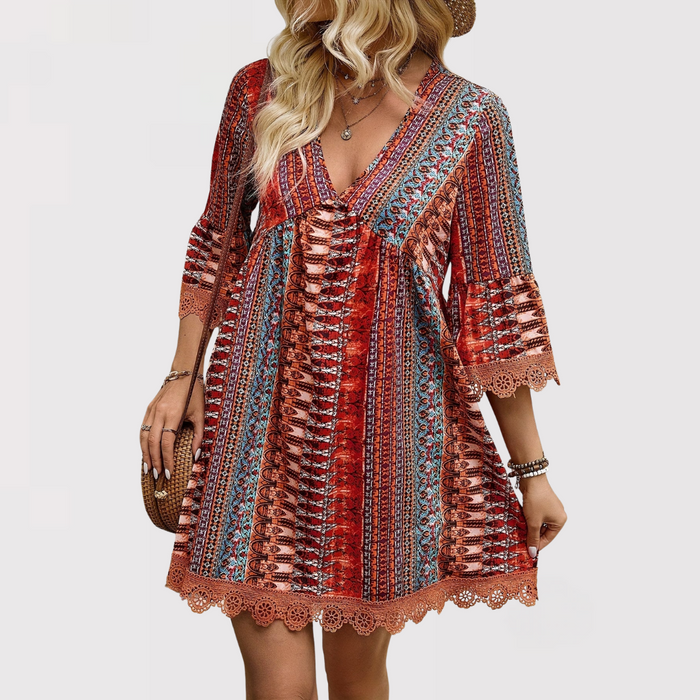 Boho Chic V-Neck Dress by Melina