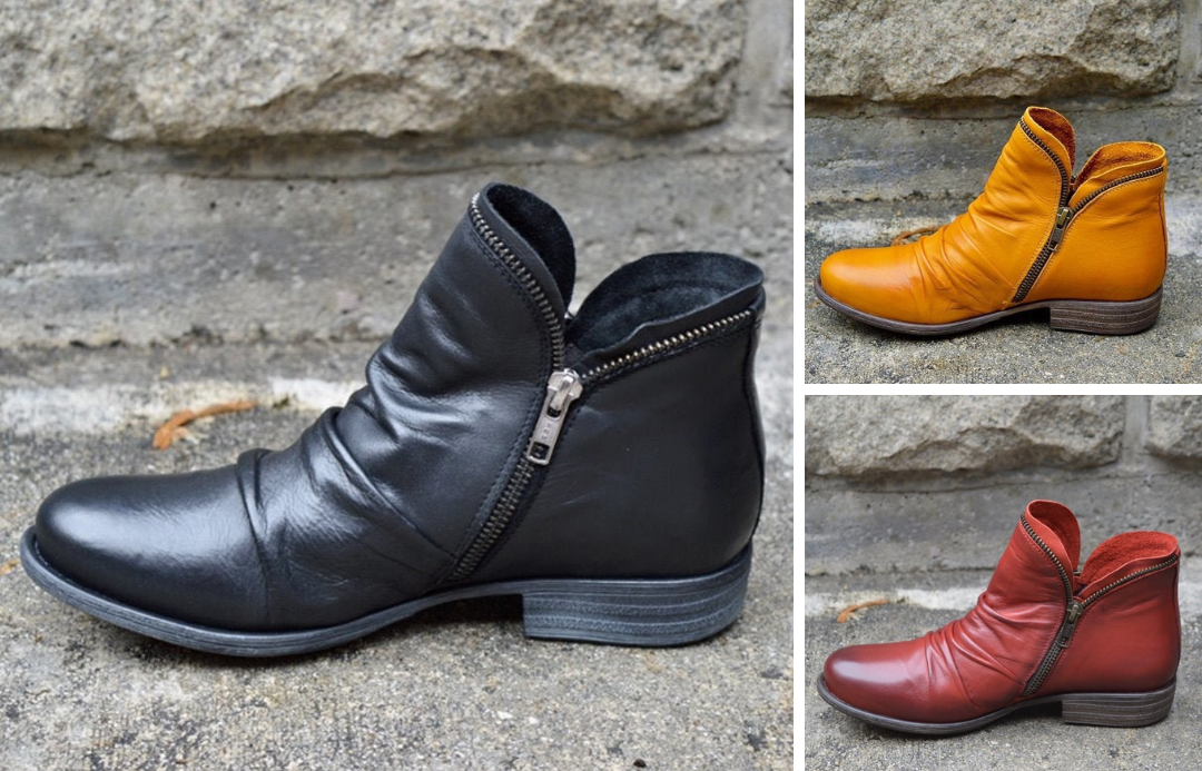 Ankle Boots in Leather with Zipper - Martine™