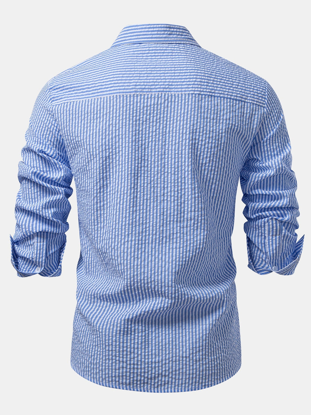 Seersucker Button-Up Shirt with Stripes