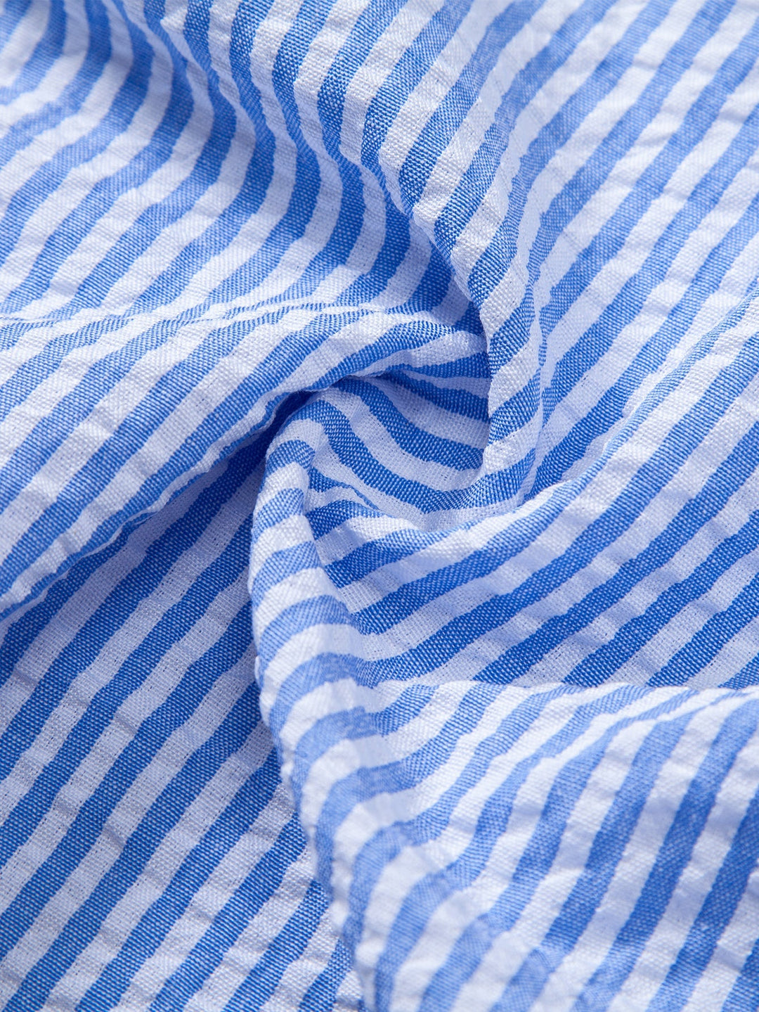 High Collar Striped Seersucker Shirt