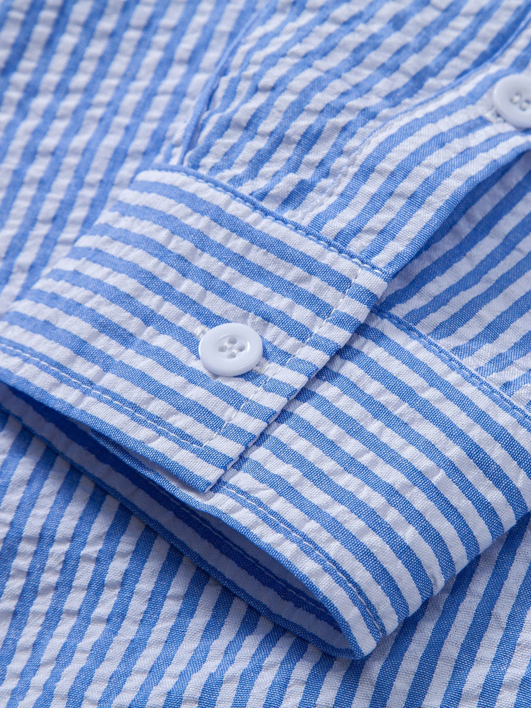 Seersucker Button-Up Shirt with Stripes