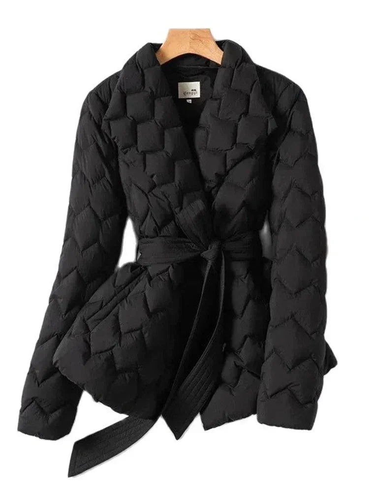 Elegant Down Jacket with Belt by Antoinette™