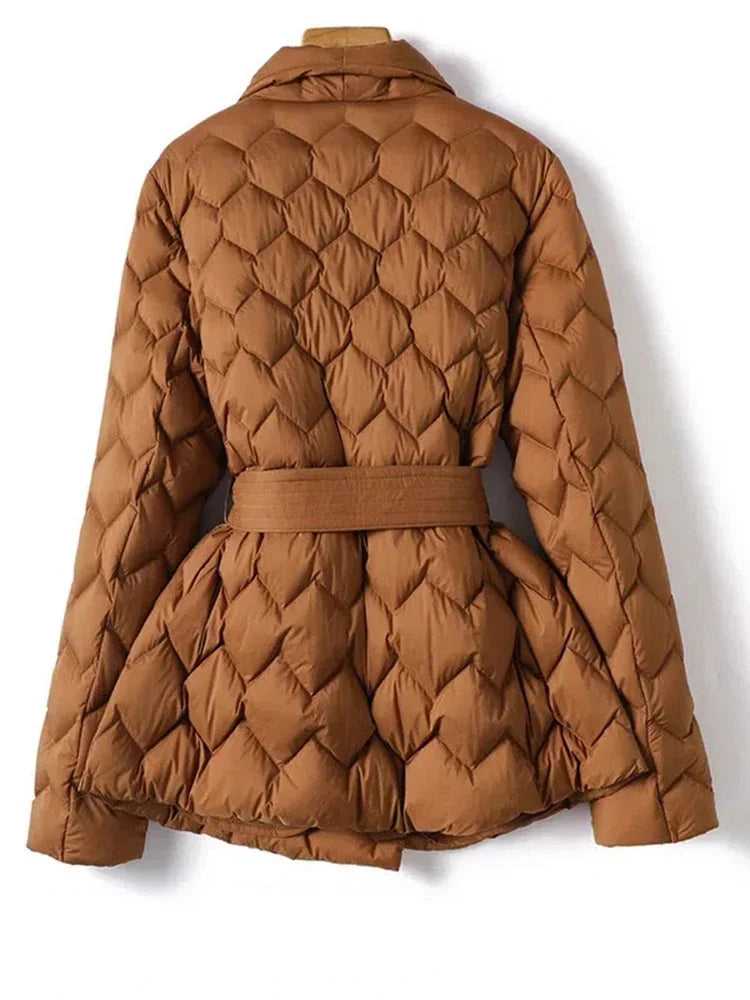 Elegant Down Jacket with Belt by Antoinette™