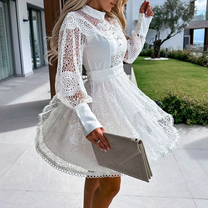 Elegant Lace Midi Dress - Long Sleeve by Victoria™