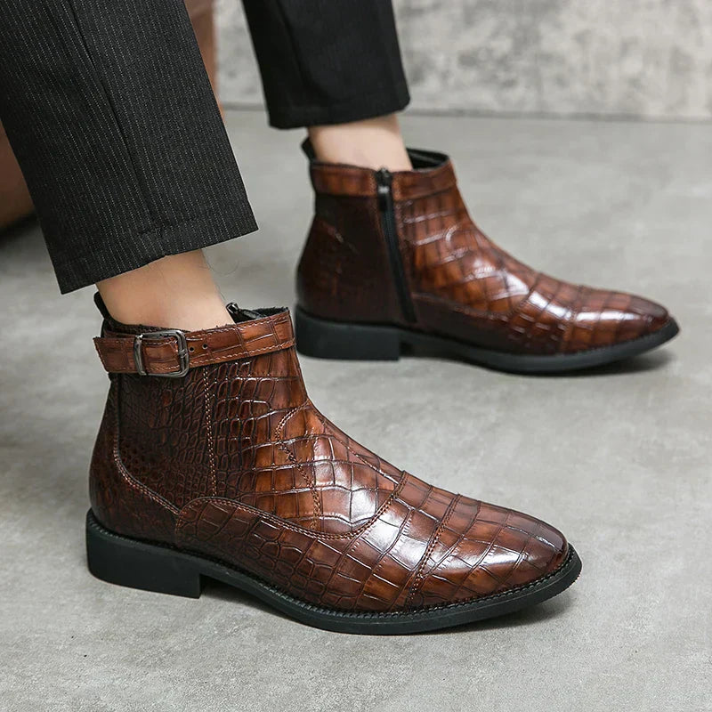 Dylan | Ankle Boots with Synthetic Leather and Buckle
