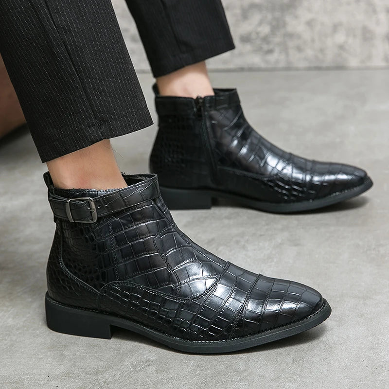 Dylan | Ankle Boots with Synthetic Leather and Buckle