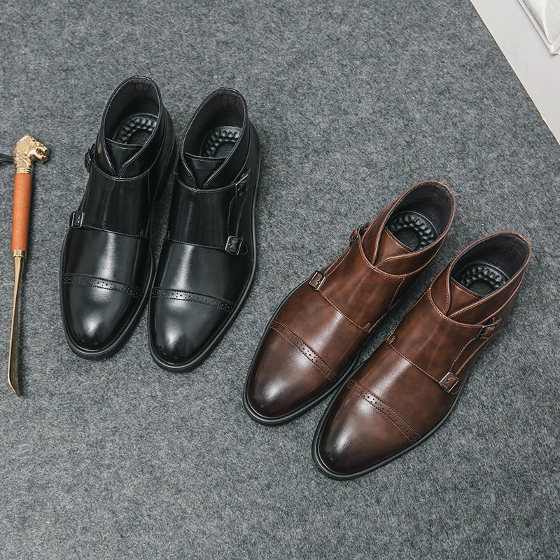 Parker | Synthetic Leather Boots with Double Buckle