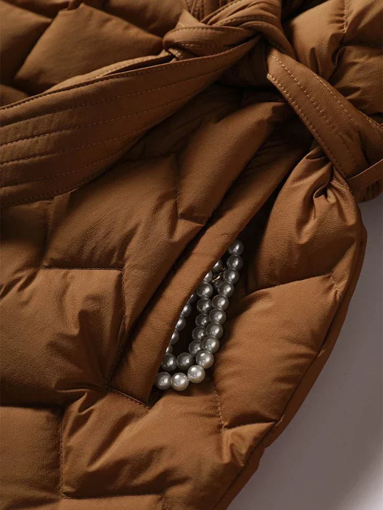 Elegant Down Jacket with Belt by Antoinette™