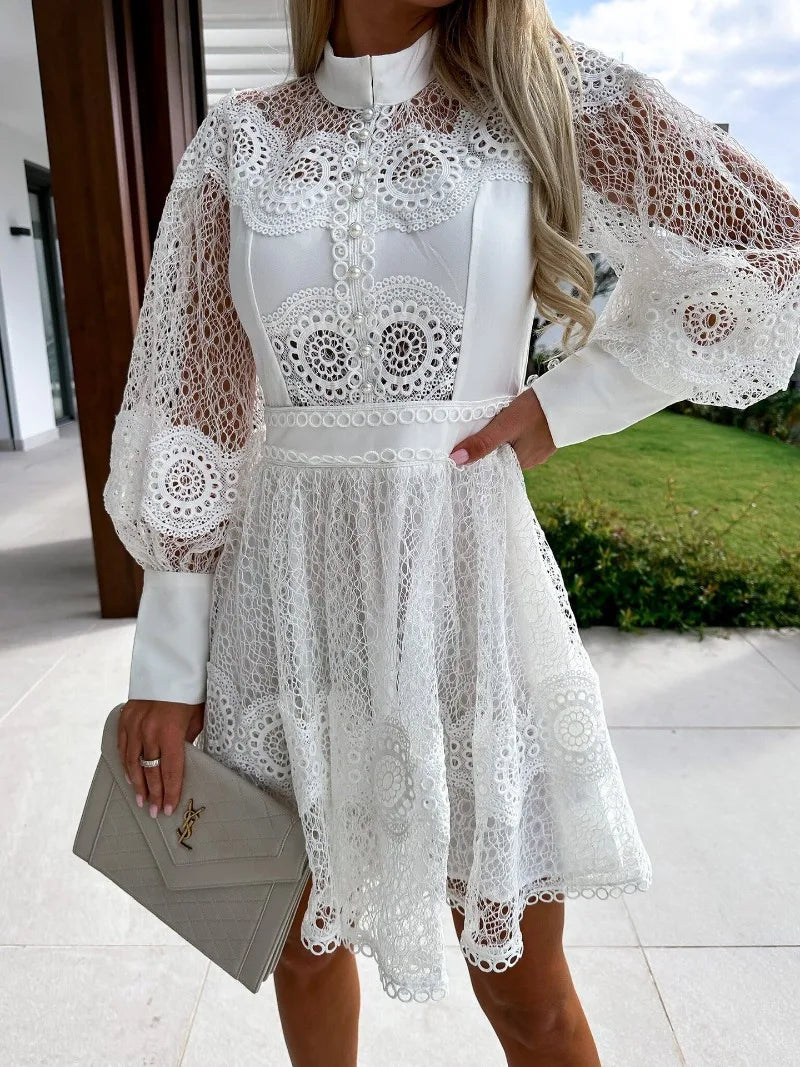 Elegant Lace Midi Dress - Long Sleeve by Victoria™