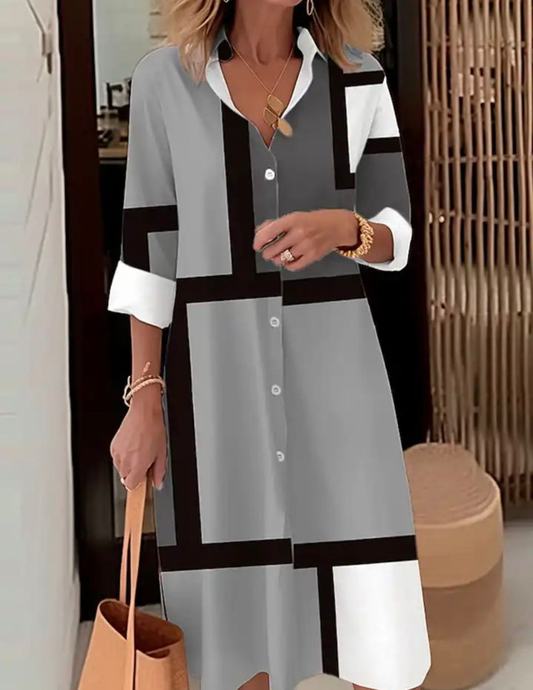 Geometric Print Dress Shirt by Margaritte