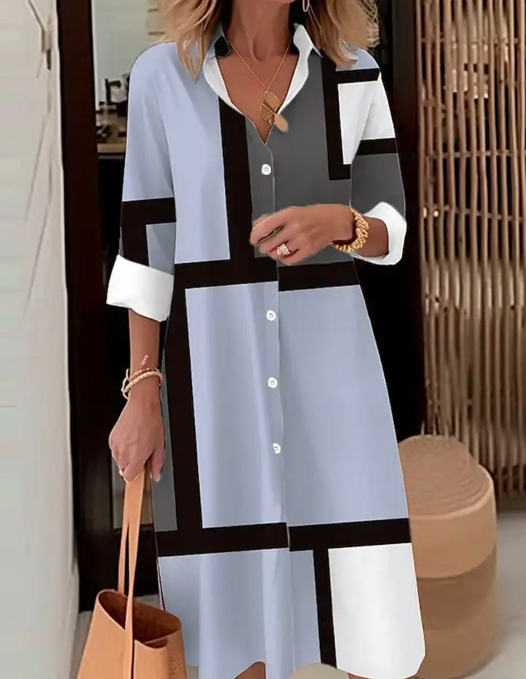 Geometric Print Dress Shirt by Margaritte
