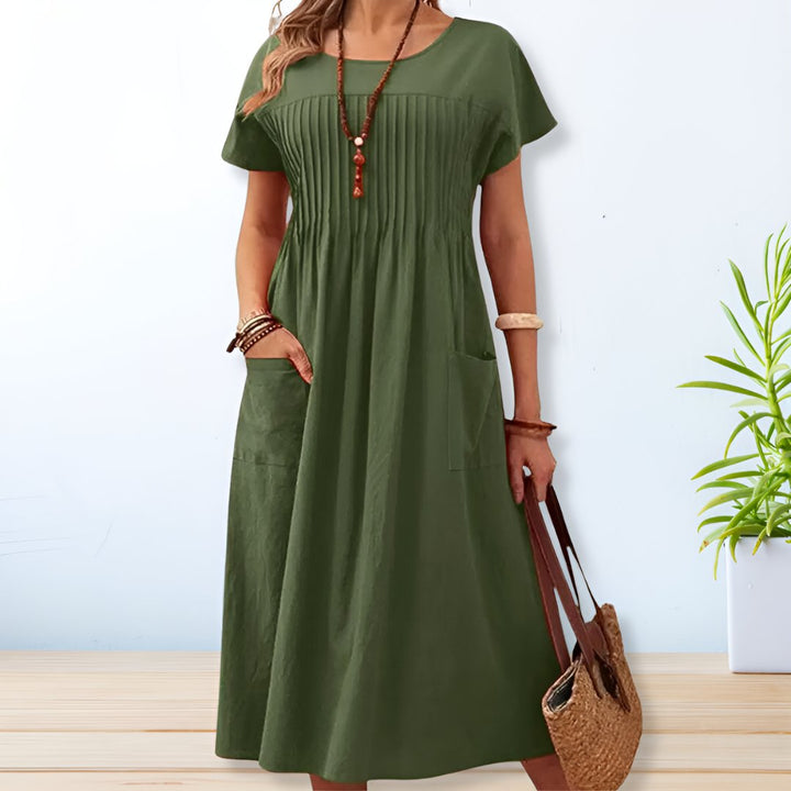 Leonie | Midi Dress with Pleated Pockets