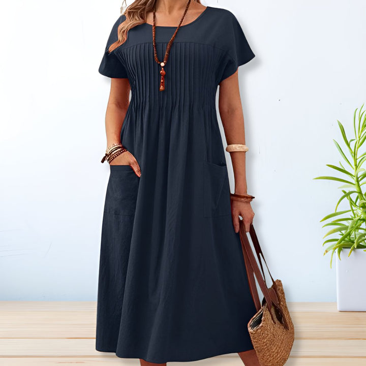 Leonie | Midi Dress with Pleated Pockets