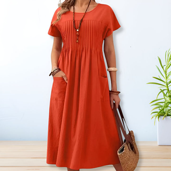 Leonie | Midi Dress with Pleated Pockets