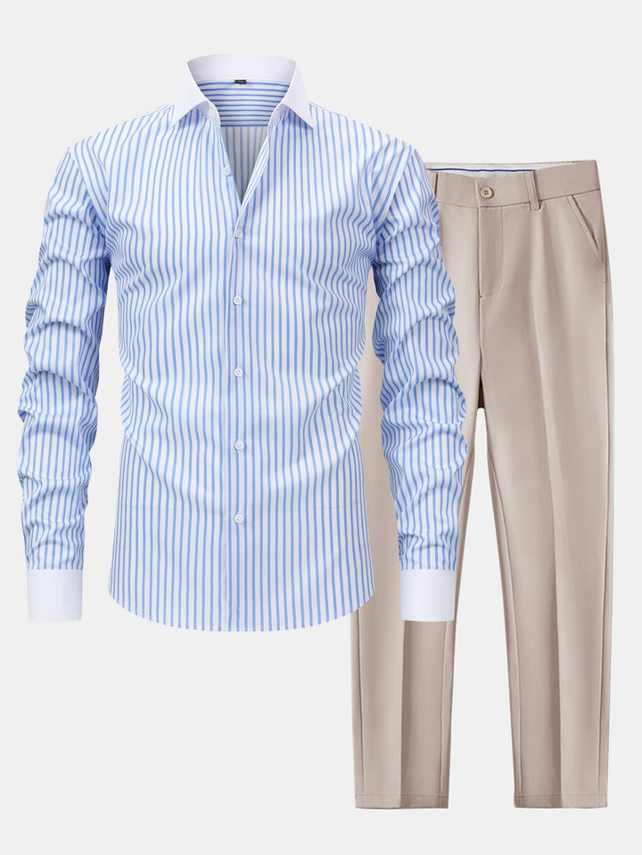 Slim Fit Tapered Pants & Striped Winchester Shirt - Wrinkle-Free