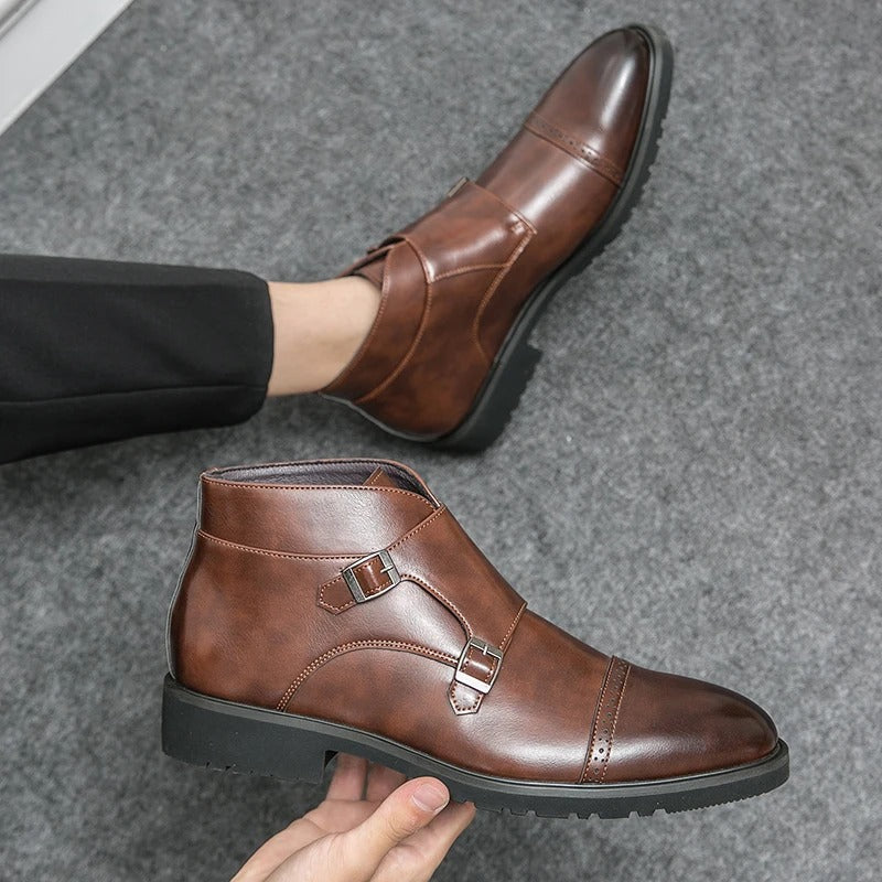 Parker | Synthetic Leather Boots with Double Buckle