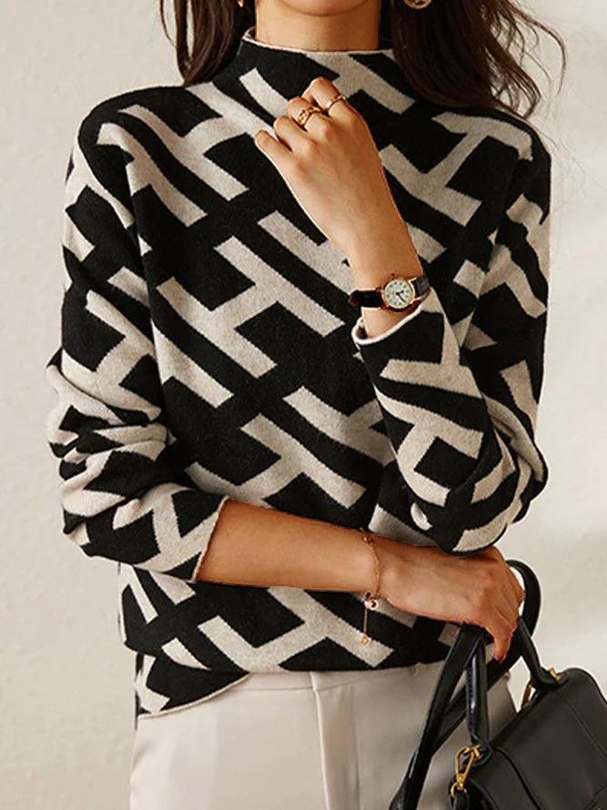 Mikee™ | Black Alphabet Geometric Pullover