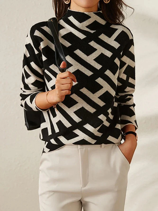 Mikee™ | Black Alphabet Geometric Pullover