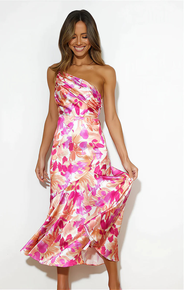 Diane | Satin Floral Dress