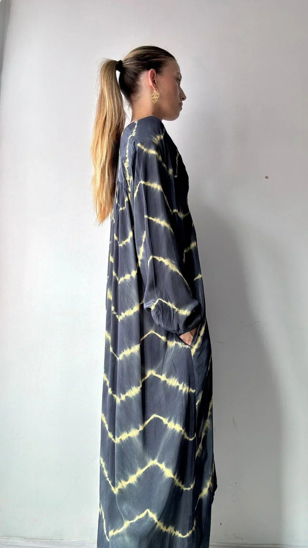 Lina™ - Striped Print Dress with Long Sleeves