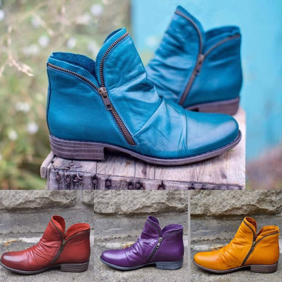 Ankle Boots in Leather with Zipper - Martine™